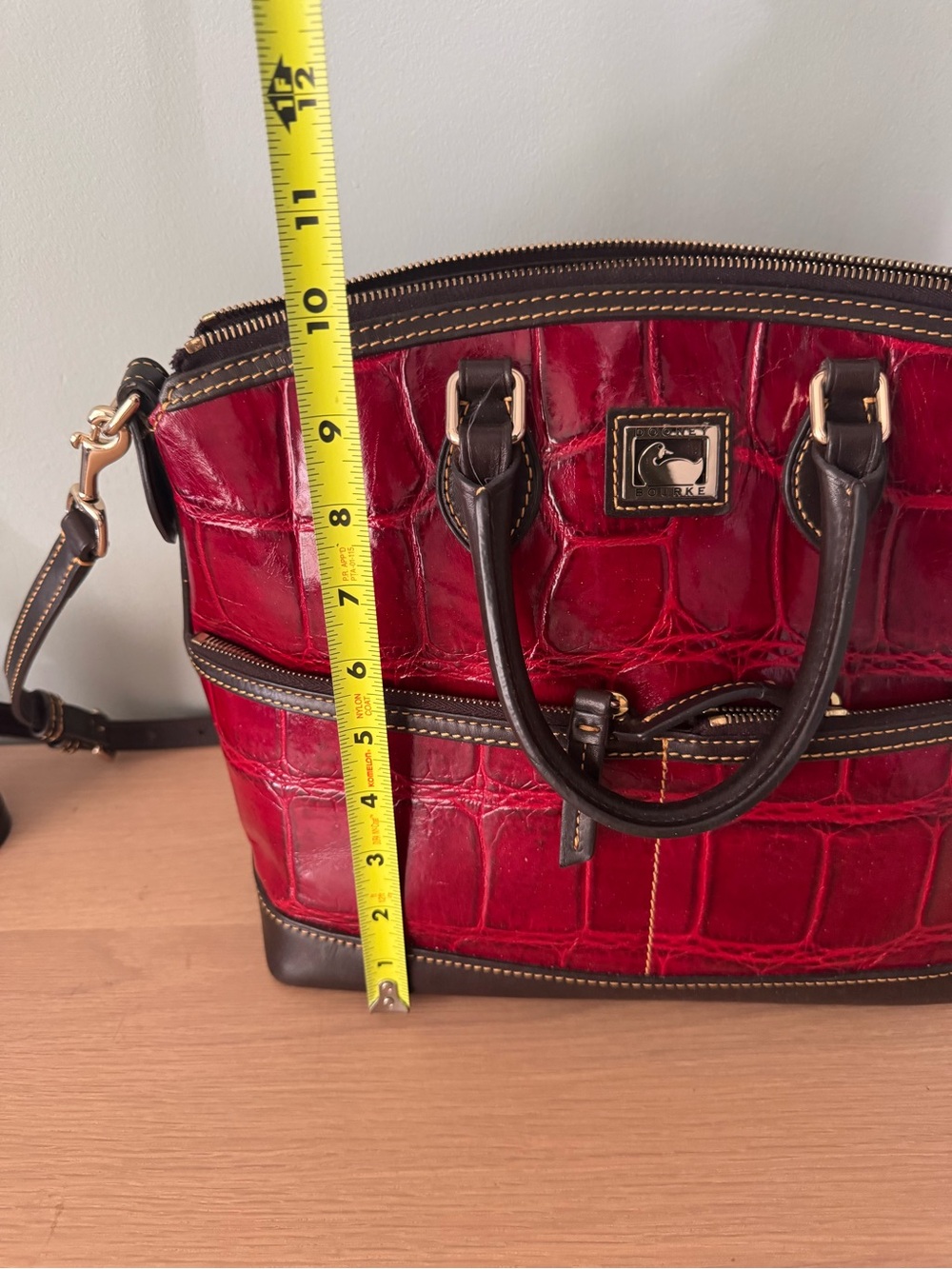 Vintage Dooney & Bourke Dillen Double Pocket Croc-Embossed Satchel Bag - Picture 10 of 11
